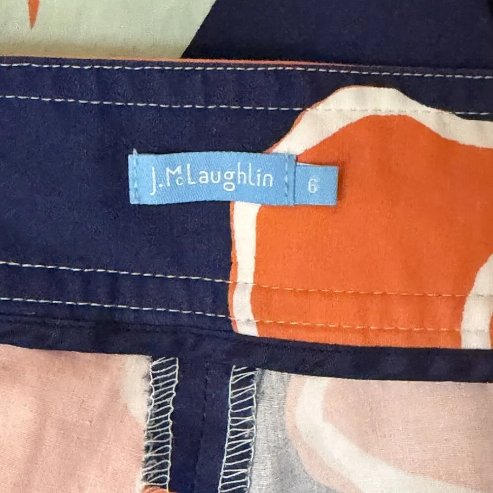 J McLaughlin Crop Pants Floral  Hawaiian Tropical Women Orange Blue 6